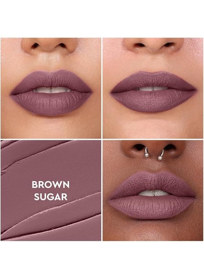 Kiro Non-Stop Airy Matte Liquid Lipstick - Brown Sugar, 5ml | Super-Pigmented, Long-Lasting, hydrating | Waterproof, Smudge-Proof, Lightweight | Infused with Avocado & Apricot Oil - Image 3